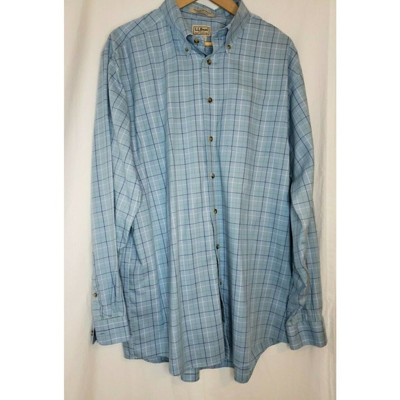 L.L. Bean Other - LL Bean Men's Button Up Shirt Blue White Green Plaid Size XL Wrinkle Resistant
